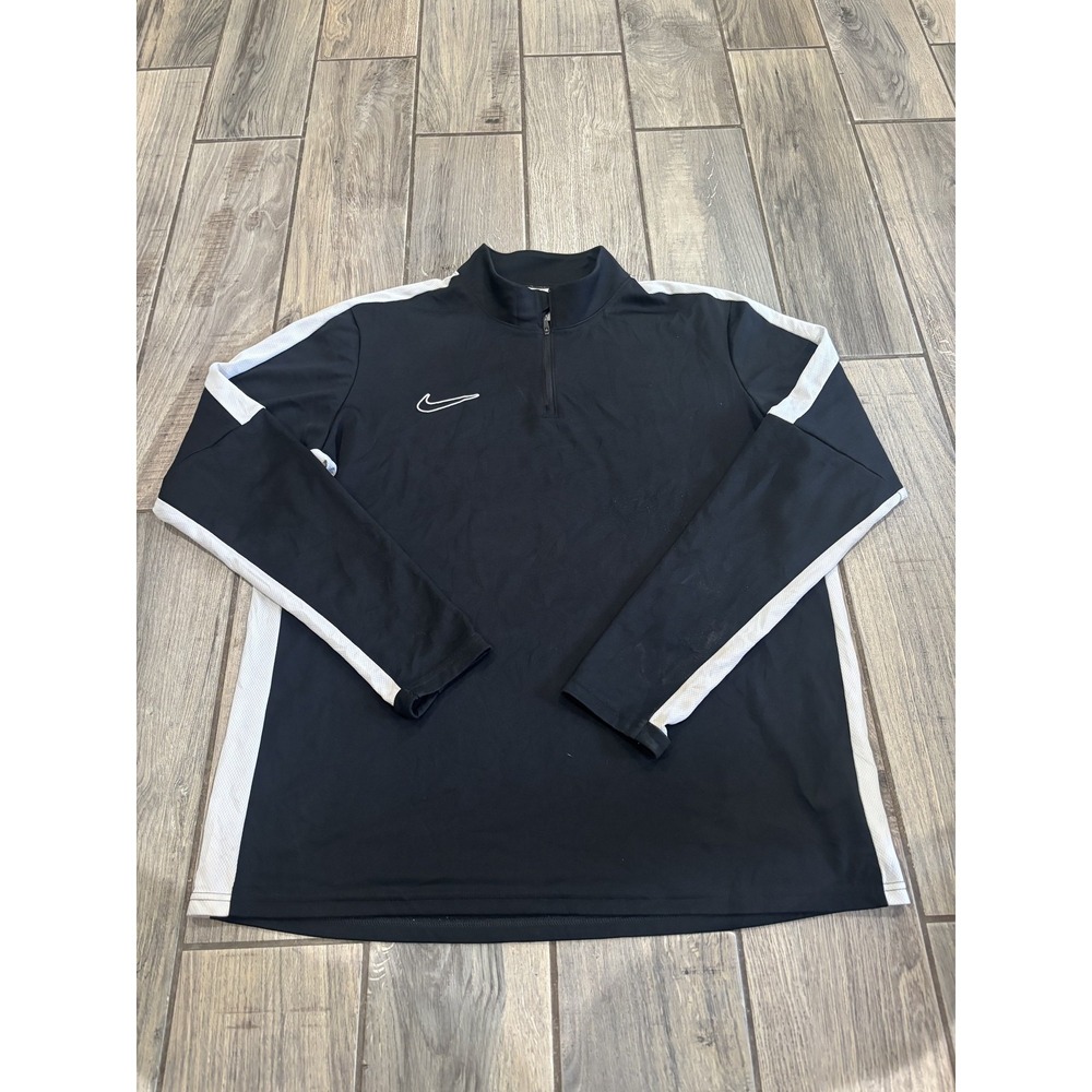 Nike Dri-FIT Men's XL Black 1/4 Zip Activewear Jacket Track Pullover White